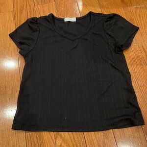 Pinc Gals Black Ribbed Short Sleeve Top Size 10/12